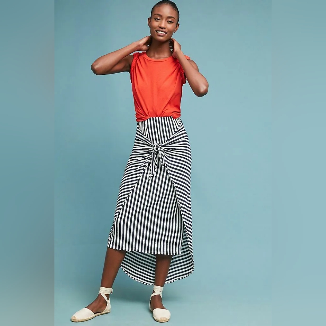 Anthropologie Splendid X Margherita Isola Linen Wrap Striped Summer Skirt Szl